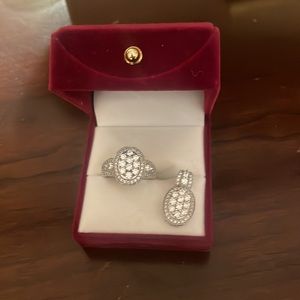 Diamonique ring size 8 and match pendant